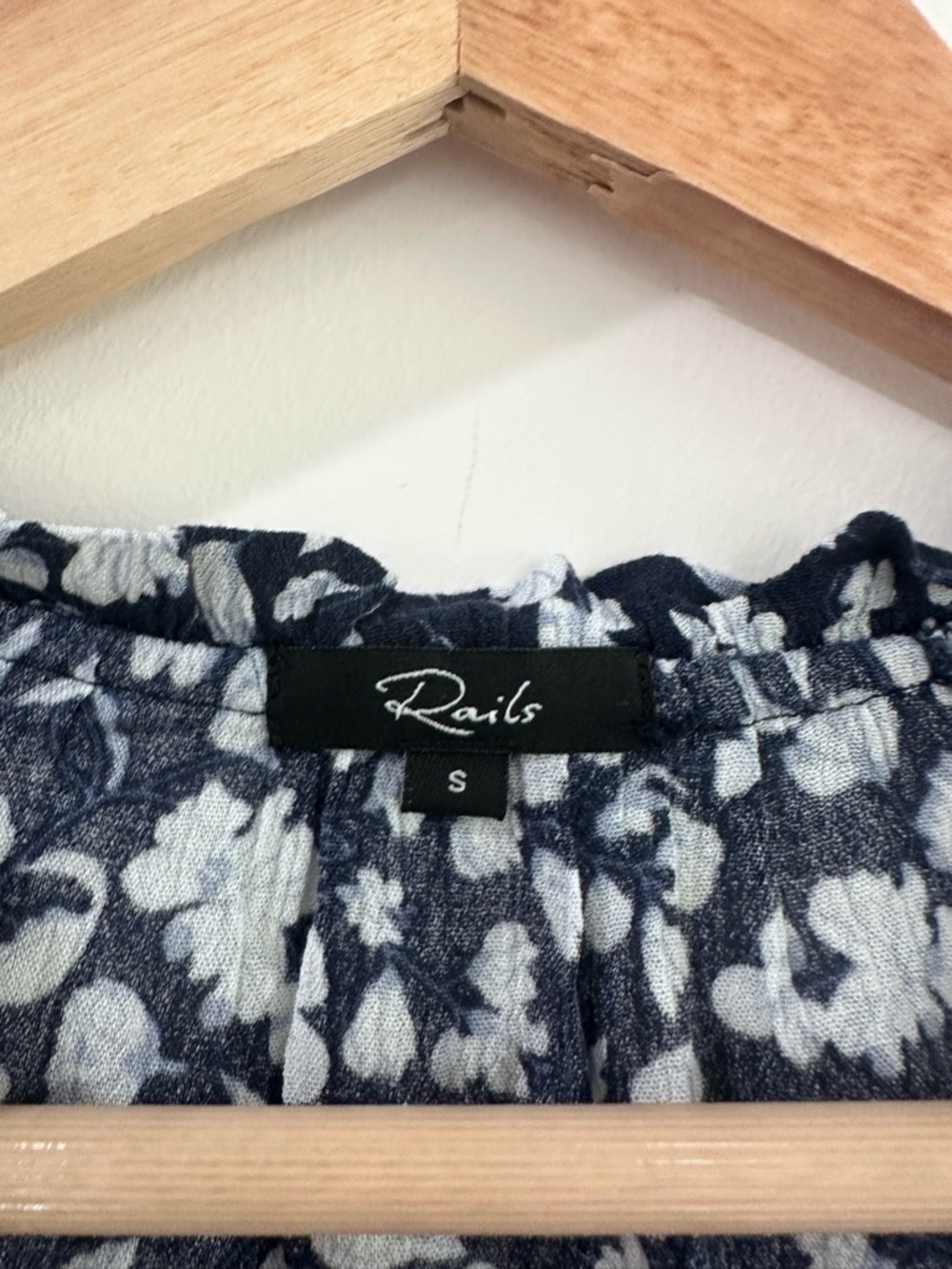 Rails Kingsley flower bomb ruffle dress blue white small - Picture 9 of 9